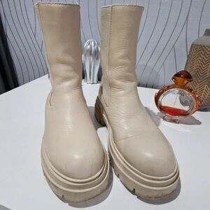 Zara Cream Heeled Boots